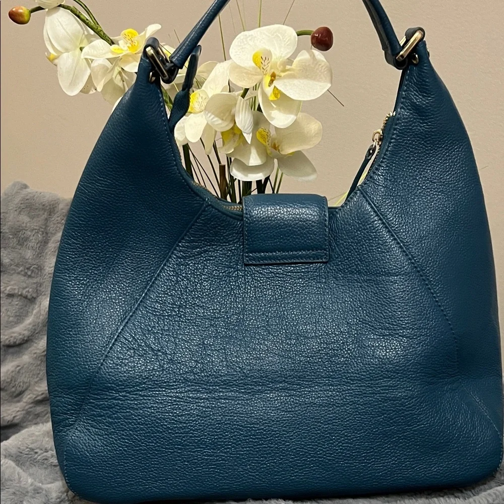 Jack French London Chic Teal Leather Hobo Bag EUC Retail $189